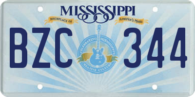 MS license plate BZC344