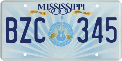 MS license plate BZC345