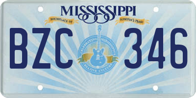 MS license plate BZC346