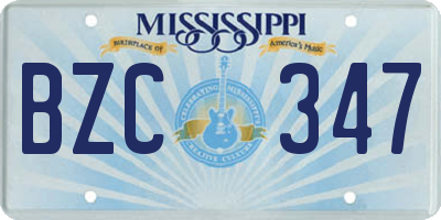 MS license plate BZC347