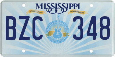MS license plate BZC348