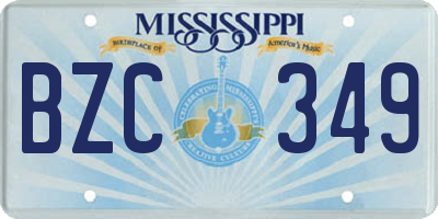 MS license plate BZC349