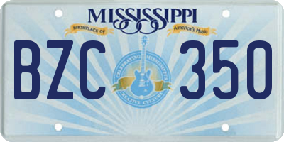 MS license plate BZC350