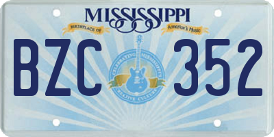 MS license plate BZC352