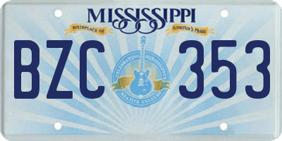 MS license plate BZC353