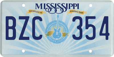 MS license plate BZC354