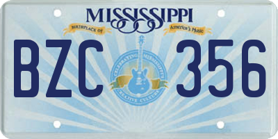 MS license plate BZC356