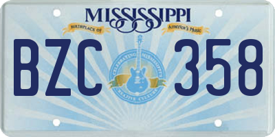 MS license plate BZC358