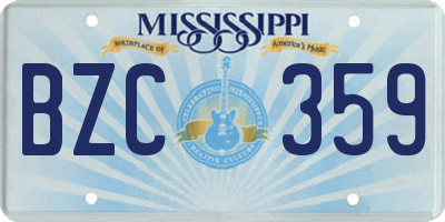 MS license plate BZC359