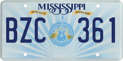 MS license plate BZC361
