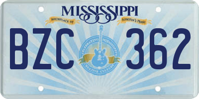 MS license plate BZC362