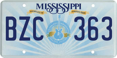 MS license plate BZC363