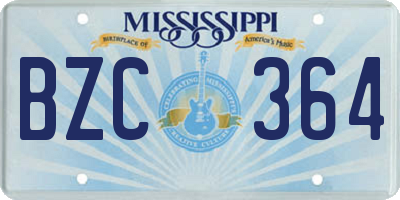 MS license plate BZC364