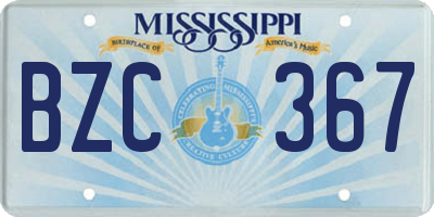 MS license plate BZC367