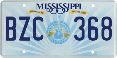 MS license plate BZC368