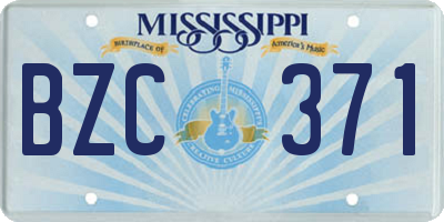 MS license plate BZC371