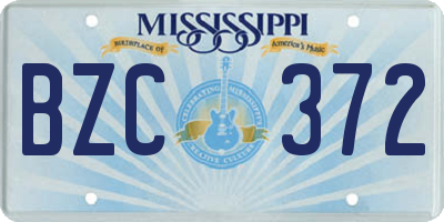 MS license plate BZC372
