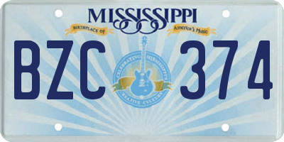 MS license plate BZC374