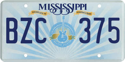 MS license plate BZC375