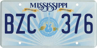 MS license plate BZC376
