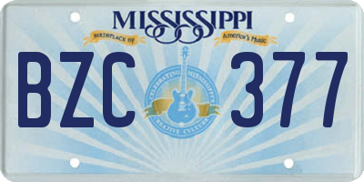 MS license plate BZC377