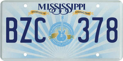 MS license plate BZC378