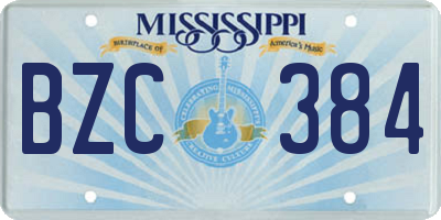 MS license plate BZC384