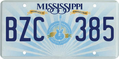 MS license plate BZC385