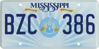 MS license plate BZC386