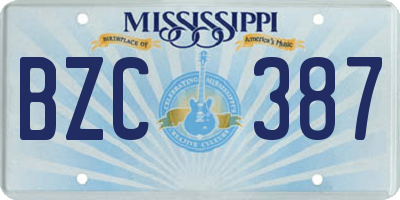 MS license plate BZC387
