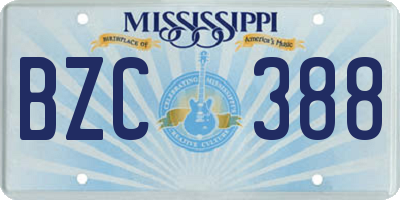 MS license plate BZC388