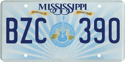 MS license plate BZC390