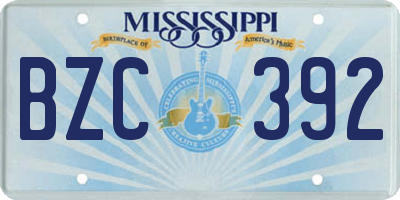 MS license plate BZC392