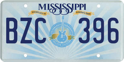 MS license plate BZC396