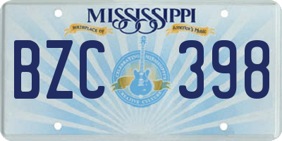 MS license plate BZC398