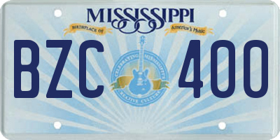 MS license plate BZC400