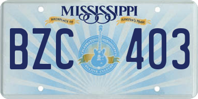 MS license plate BZC403