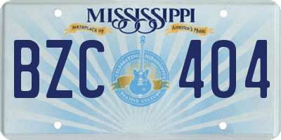 MS license plate BZC404