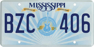 MS license plate BZC406