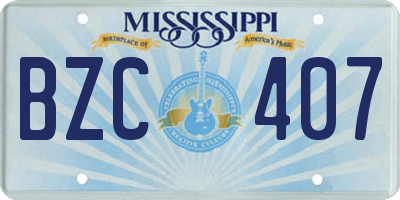 MS license plate BZC407