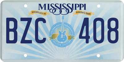 MS license plate BZC408