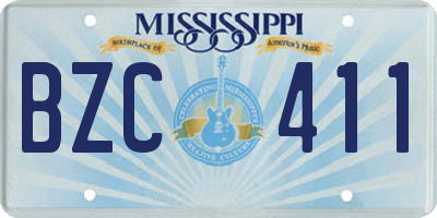 MS license plate BZC411