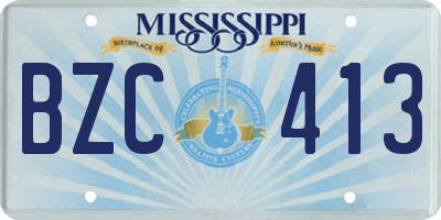 MS license plate BZC413