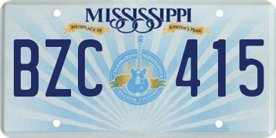 MS license plate BZC415