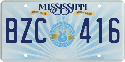 MS license plate BZC416