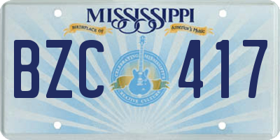 MS license plate BZC417