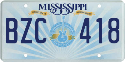 MS license plate BZC418
