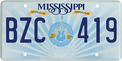 MS license plate BZC419