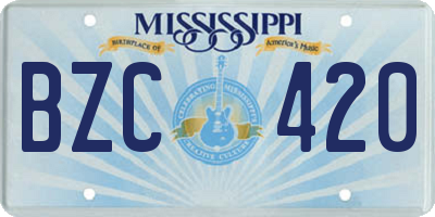 MS license plate BZC420