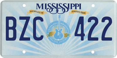 MS license plate BZC422
